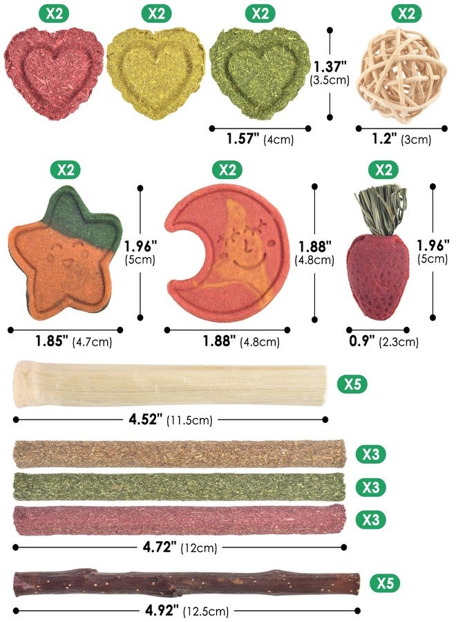 ERKOON 33PCS Bunny Chew Toys for Rabbits Teeth, Natural Rabbit Toys Apple Wood Sticks, Carrot, Timothy Grass Treats for Small Pets, Hamster, Chinchilla, Guinea Pig Dental Care and Treat Teething Toys - Image 5